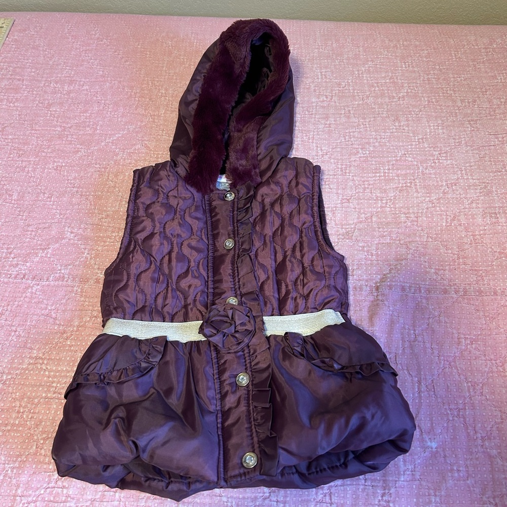 Purple Burgundy hooded puffer vest